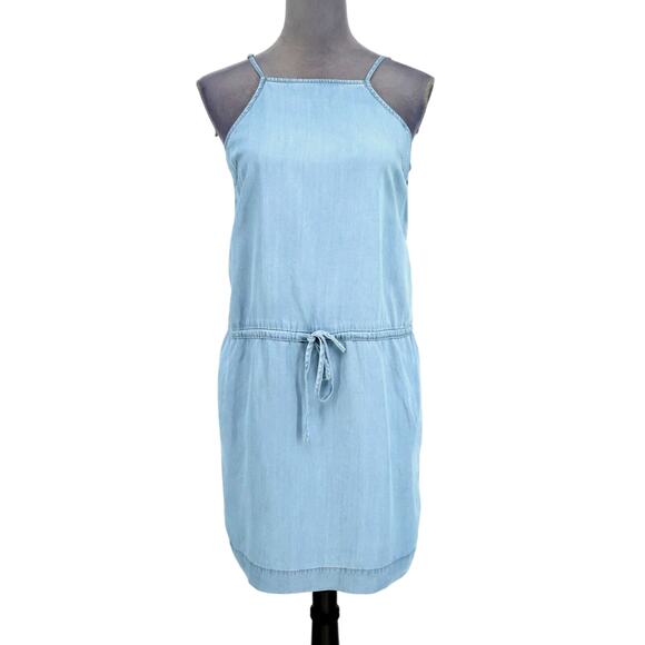 PAIGE Dresses & Skirts - Paige Dress Womens Small Blue Chambray Short Spaghetti Straps Side Zip Pockets